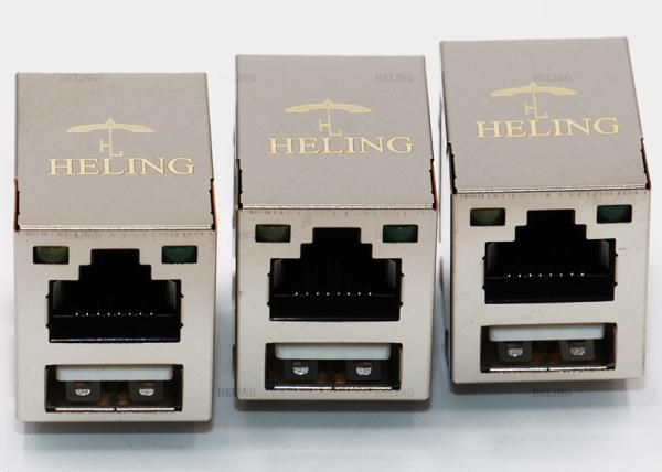 Cheap Brass Shielded Stacked USB HDMI RJ45 , Laptop RJ45 With USB Connector for sale
