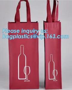 Custom printed non woven drawstring bag for wine, Custom Heavy Duty Non Woven 6 Bottles Carrier Packaging Divided Wine T
