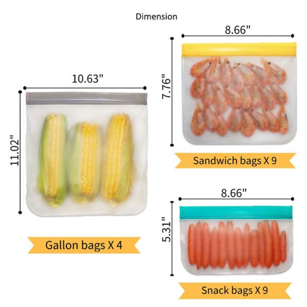 13 Gallon Biodegradable Zipper Storage Bags , PEVA Eco Friendly Food Bags
