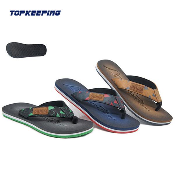 Cheap Multi Color Men Rubber 1.5cm Eva Flip Flop Slippers With Textured Logo for sale