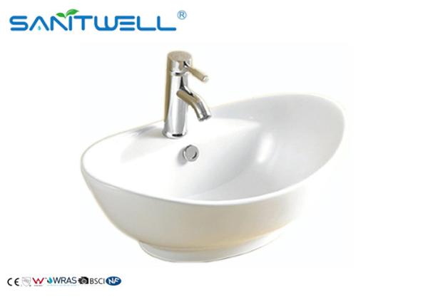 Cheap Bathroom Oval Ceramic Basin Ceramic Hand Wash Basin Self Cleaning Glaze 590 * 390 * 215mm for sale