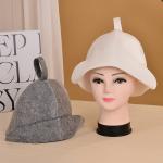 White Wool Felt Sauna Hat Cap for Russian Banya Sauna Hut With Hang Loop Supply
