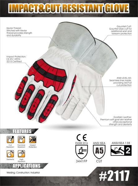 Cheap 360 Degree Goatskin Shell Cut Resistant Work Gloves With Impact Protection for sale