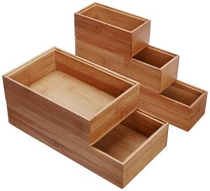 China Stackable Bamboo Wood Drawer Organizer Boxes 5 Piece Set For Child'S Playroom on sale
