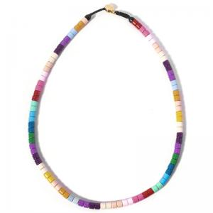 Best Alloy Geometric Enamel Bead Necklace , Bead Choker Necklace For Woman wholesale