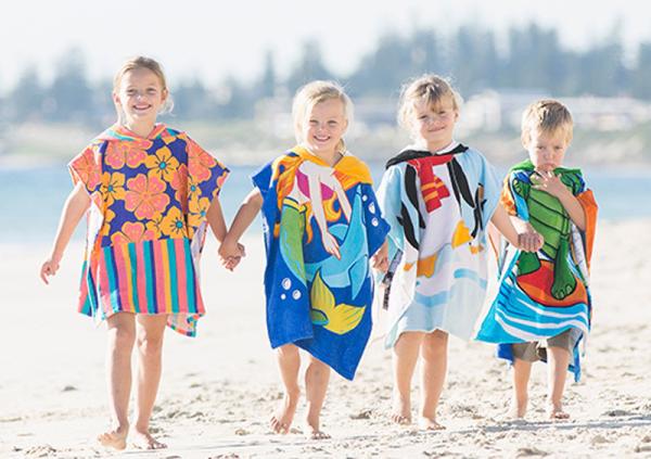 Cheap Custom Print Beach Kids Hooded Poncho Towel for sale