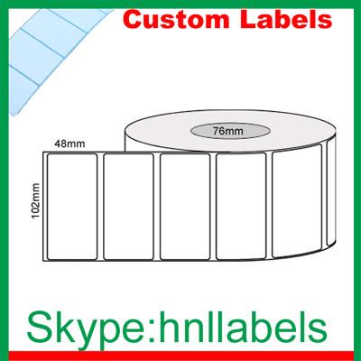 Cheap Custom Thermal Label 102mmX48mm/1 Plain D/Thermal Roll Removable, 2,500Lpr, 76mm core for sale