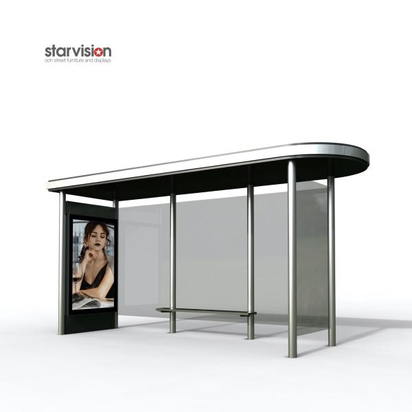 Cheap Flat Roof 1185*1750mm advertising SS Bus Shelter / Smart Bus Stop for sale