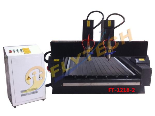 Cheap Double Head 1218 stone cnc router machine with pulley for sale