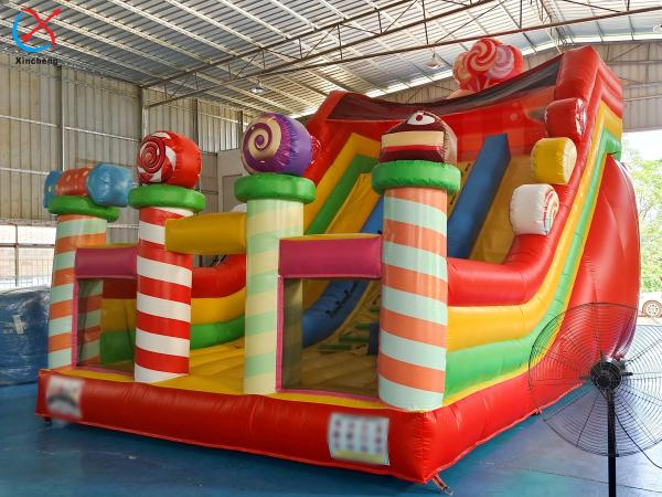 Cheap Customized Inflatable Slides Coloruful Candy Inflatable Double Slides Castle for sale
