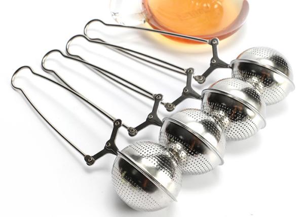 Cheap LFGB / FDA Standard 5.0cm Fine Etching Holes Tea Ball Infuser With Snap Handle for sale