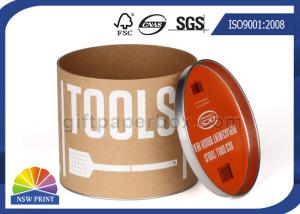 China Custom Kraft Paper Tube Round Paper Packaging Can with Metal Tin Lid / Base OEM on sale