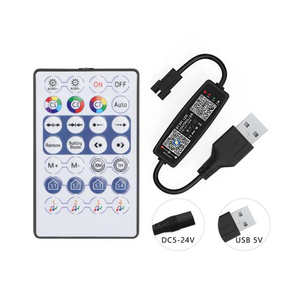 Cheap Mini USB 5V LED Strip Controller , Pixel LED Light Controller Bluetooth With RF Remote for sale