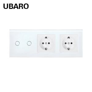 Euro Standard 2 Gang 2 Socket Type 228 Touch Switch Socket Combination For Circular Mounting Box
