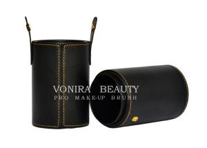 Best Customized High Quality Leather Makeup Brush Holder Case Cosmetic Cylinder wholesale