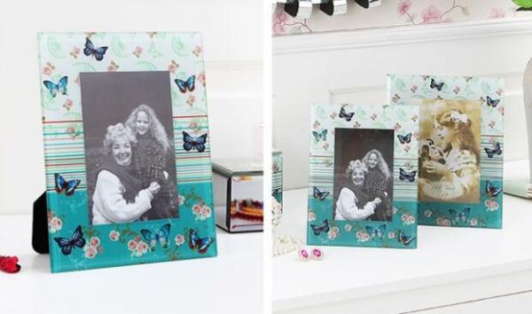 Cheap 5x7 Glass Photo Frames / Personalized Glass Picture Frames Table Decoration for sale