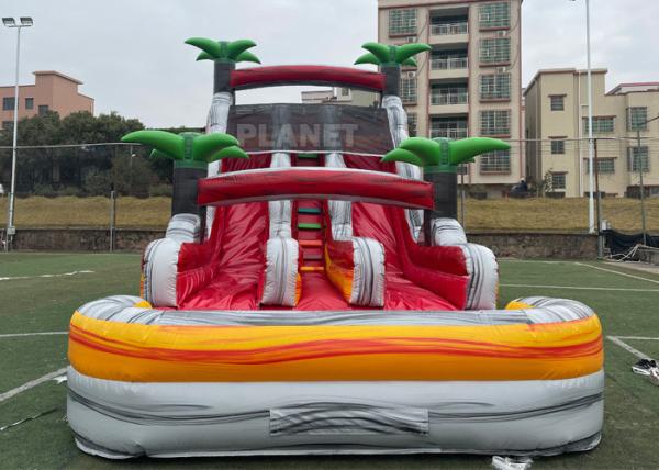 Cheap Palm Tree Double Lane 18Oz Inflatable Water Games Slide for sale