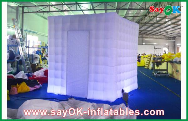 Cheap Photo Booth Decorations Purple Square Inflatable LED Photo Booth Enclosure With Led Lights for sale