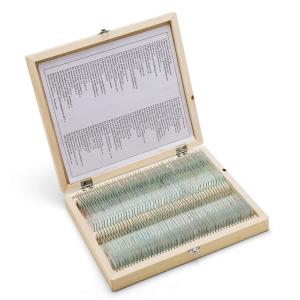 100pcs/set Prepared Microscope Slides Specimens Slides Set with Wooden Case