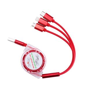 Best 2.4A 3ft 3 In 1 Retractable Usb Cable Multi Plug Tpe 8 Pin For Mobile Phone wholesale