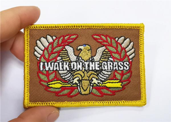 Cheap Merrow Border Embroidered Uniform Patches On Shoulder Hook And Loop Backing for sale