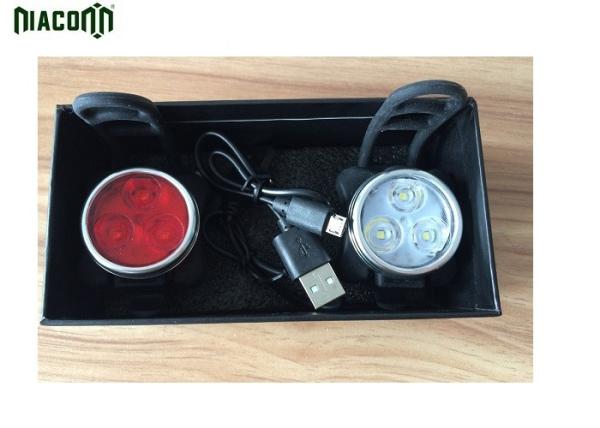Cheap 3w Usb Rechargeable Bike Lights , Usb Cycle Lights Aluminum Material for sale