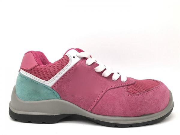 Cheap Pink Color Female Safety Shoes , Nice Looking Lace Up Safety Shoes Waterproof for sale