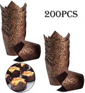 China Birthday Party Muffin Brown Mini Tulip Paper Cupcake Liners Greaseproof on sale