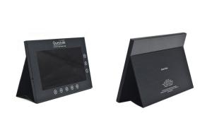 Creative in store video advertising display, point of purchase video display with brand prints