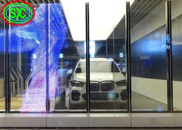 Cheap P12 Flexible Curved led transparent display Screen with 90% transparency for sale