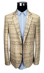 Custom Printed Suit 100% Cotton Jacket Beige Custom Made Size Breathable
