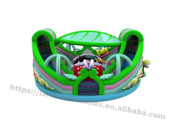 Cheap Green Custom Inflatable Play Park / Bounce House Amusement Park for sale