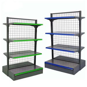 Steel Metal Grid Display Rack For Supermarket Shop Exhibit Net Mesh Shelf