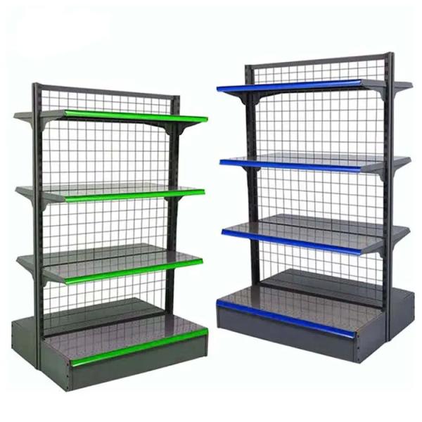 Cheap Steel Metal Grid Display Rack For Supermarket Shop Exhibit Net Mesh Shelf for sale