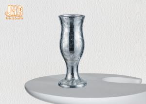 China Decorative Indoor Small Fiberglass Planters Table Vases Silver Mirror Mosaic Finish on sale