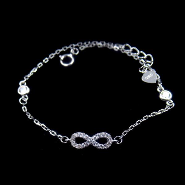 Cheap Unlimited Eight Shape Silver Cubic Zirconia Bracelet with Infinite Meaning for sale