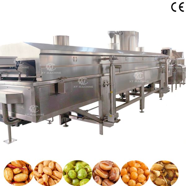 Cheap SUS304 500～800 Kg/h Automatic Continuous Frying Machine for Nut Snack Food Processing for sale