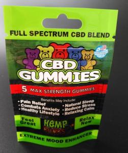 Printed Zipper Resealable Plastic Bag Packaging Cbd Gummy Candy Pouch Glossy Surface