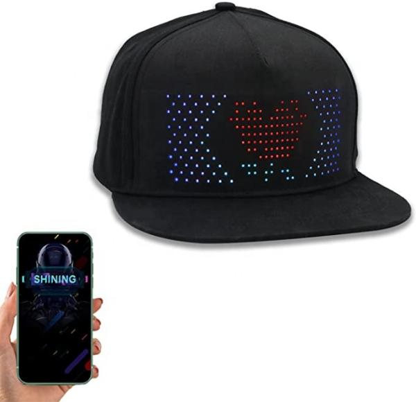 Cheap Multi Language Bluetooth LED Hat RGB Colorful Editing Text Music Image Drawing for sale