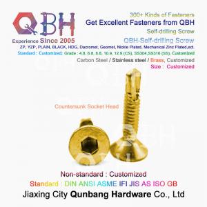 Best QBH Yellow Zinc Plated YZP Socket Notch CKS Countersunk Head Self Drilling Screws wholesale