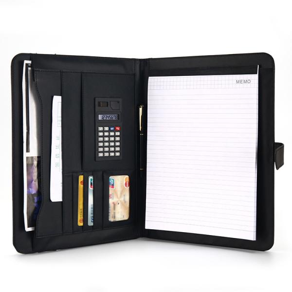 Cheap Business Gift A4 Leather Document Folder File Organizer Portfolio Stationery Notebook for sale