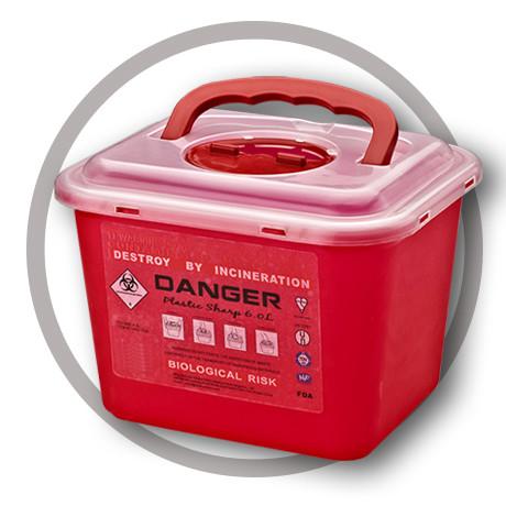 Cheap 6 Litre Sharps disposal container, Sliding Lid, Red,Sharps Container  | WinnerCare for sale