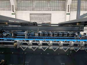 Fully Automatic Carton Folder Gluer  Stitcher Machine With Suction Belt Feeding