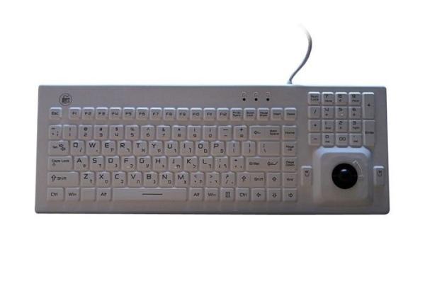 Cheap Black / White Waterproof Computer Keyboard With Rollerball Mouse USB Interface for sale