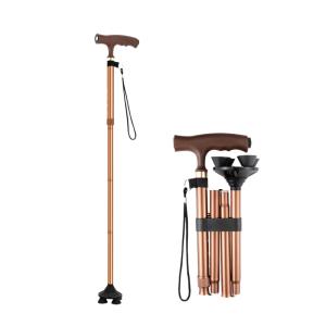 Indoor and Outdoor Applicable Scene Foldable Adjustable Cane in Brown White
