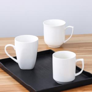 Best Simple Style Home White Ceramic Water Office Tea Cup Stackable Coffee Mugs wholesale