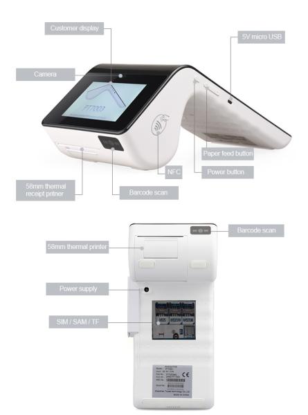 Cheap 4G Handheld Pos Terminal 1280*800 IPS 7 Inch Capacitive Touch Screen for sale