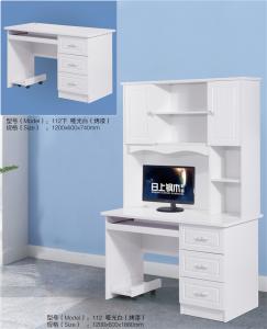 Matte White MDF Contemporary Computer Table Easy Assemble Large Storage Space