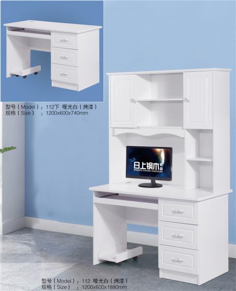 Cheap Matte White MDF Contemporary Computer Table Easy Assemble Large Storage Space for sale