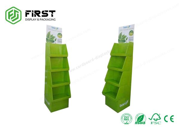 Cheap Customized Products Corrugated Floor Display Shelf , Supermarket Cardboard Display Stand for sale